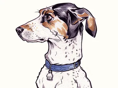 Pet portrait dogs holiday illustration mixed media pet portrait
