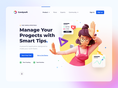 Landing page – Task Management 🤟 app design app ui app ui design dashboard dashboard ui landing page landing page ui mobile app design task management task management app time management ui uidesign uiux uiuxcenter uiwebsite web app design web application web ui web ui design