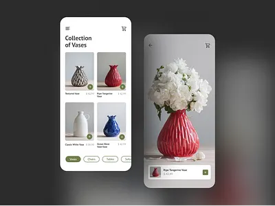 Home decor design minimal mobile shop ui