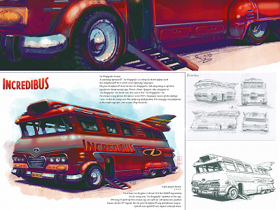 Concept art 60s bus cartoon illustration cgart concept art concept artist design digital art gamedev illustration industrial design product design retrofuture retrofuturism