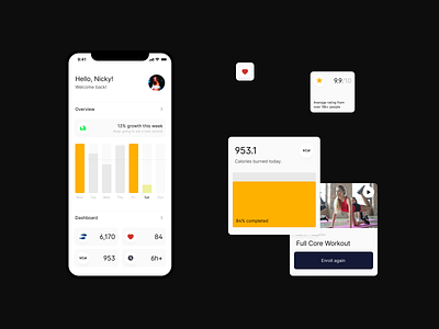 Fitness App Concept app app design app designer app ui concept dashboad data data visulization design designer fitness fitness app fitness tracker gym minimal modern sport tracker training ui