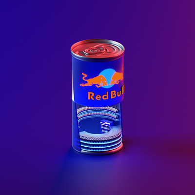 RedBull Store 3d blender blender3d booth illustration isometric logo lowpoly packaging redbull store