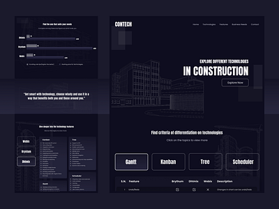 Construction Technology branding constructor dark dark mode design kathmandu nepal technical technology typography ui ux webdesign website