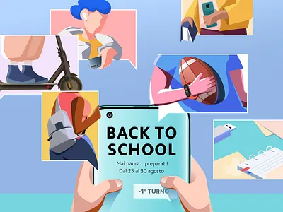 Back to school bag ball design illustrator school