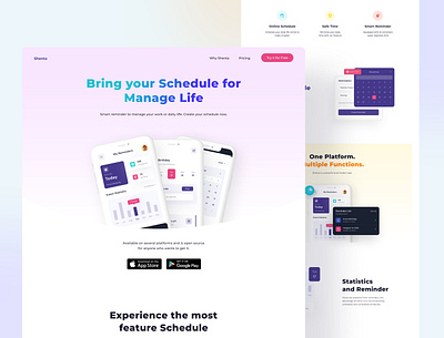 Shenta ✨ - Reminders Web Design gradient mobileapp pink reminders schedule task uiux webdesign website