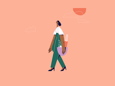 Lady with a shopping bag adobe illustrator character character design character illustration design illustration illustrator line art procreate vector illustration