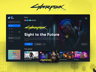 Play store 2077 app black board cyberpunk cyberpunk 2077 design figma game glass interface keanu reeves new pc play ps5 shadow ui xbox yellow