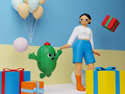 Party 3dart 3dcharacter 3dillustration blender3d character design fridony illustration party