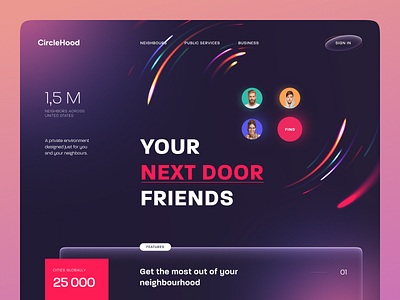 CircleHood Website business co working collaboration community interface layout neighbourhood partners partnership product public service social startup team ui ux web website work