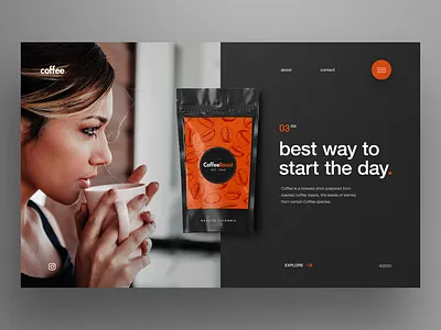 Coffee website coffee first screen hero image homepage landing page ui landingpage ui uiux ux web design