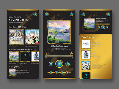 Music UI Design | Theme : RPG Games design music app portfolio design rpg ui