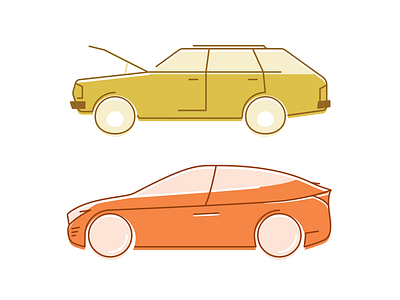 old car new car cars illustration line modern old car vehicles vestwell