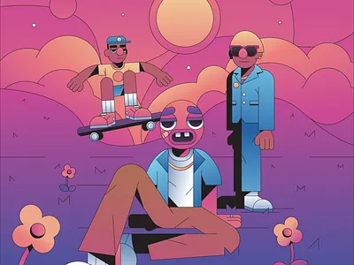 Cherry abstract character flat gradient icon illustration illustrator minimal music rap tyler