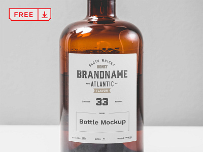 Free Transparent Glass Bottle Mockup bottle branding design download free glass bottle identity label mockup psd template typography