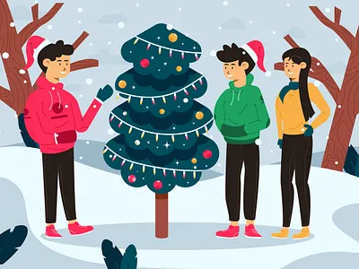 Christmas time outdoors branding christmas colors design flat flat design flat illustration flatdesign happy new year happy new year 2021 illustration outdoor