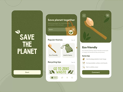 Eco Recycling App android app android motion animation app design app interaction eco-friendly interaction interface ios mobile mobile motion nature recycle save planet ui ux
