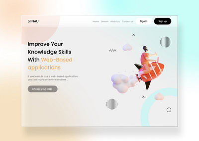 Siinau-Landing page for web learning blue blur clean ui landing page design landingpage learn orange simple clean interface typography ui ux web webdesign website design