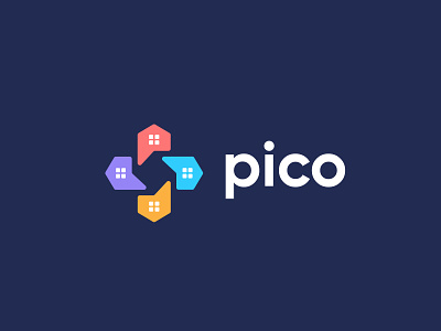 Pico - Home Rental Platform Logo 4 color logo app logo b2b b2c brand identity branding branding agency home logo home rental logo home rental platform icon logo p home logo real estate saas start up company logo