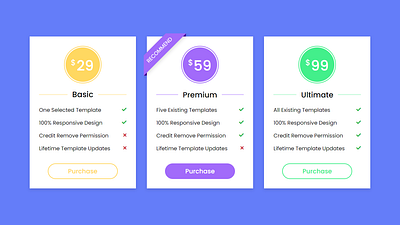 Responsive Pricing Tables using only HTML & CSS css animation css pricing card pricing cards