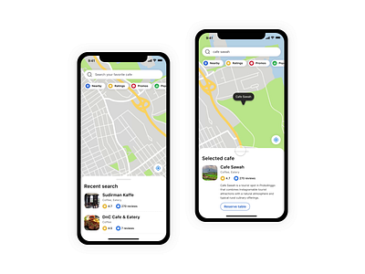 Cafe Finder Design Exploration animation cafe interaction design maps mobile design prototyping ui design ux design