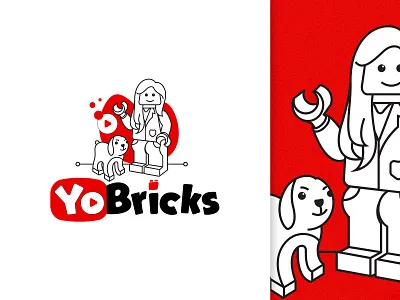 Yo Yo Bricks abstract logo app icon design brand identity bricks logo combination logo creative logo cute girl logo design funny logo hand drawing logo icon design illustration logo mascot logo pictorial logo professional logo sketch design ui ux design you tube logo design