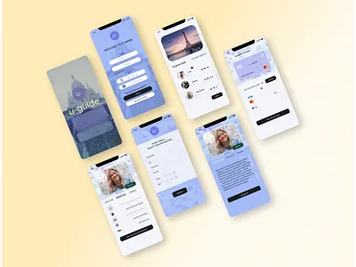 U-guide - Travel Guide application app app design mobile app mobile uiux pastel color purple travel app