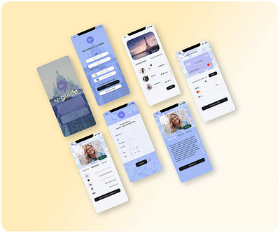 U-guide - Travel Guide application app app design mobile app mobile uiux pastel color purple travel app