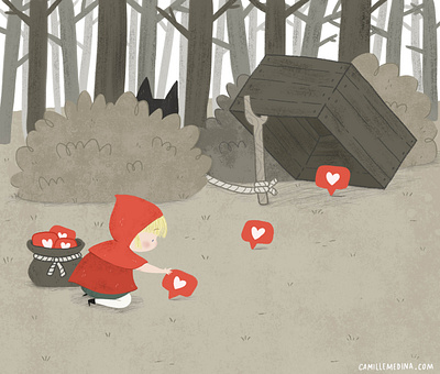The External Validation Trap character design childrens book childrens illustration digital illustration editorial editorial illustration fairytale illustration likes little girl little red riding hood social media spot illustration