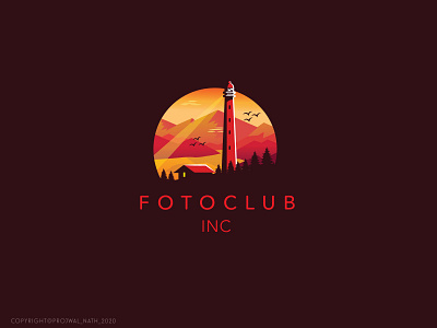 Fotoclub branding design gradient graphic design illustration illustrator lake landscape light house logo logo design minimal mountain photograhy travel tree vector