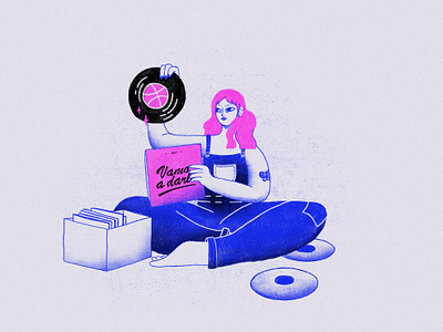 Hello, Dribbble! design designer first shot flat girl hello dribbble hellodribbble hi dribbble illustration ilustrator invite minimal music vinyl record