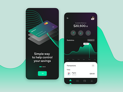 Mobile banking app application bank app buttons card dark mode design digital banking glassmorphism home page icons mobile app mobile banking mobile ui money nav bar net banking onboarding online banking payments ui