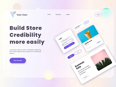 Glassmorphism "Van Van" blur buttons design figma forms log in lorem ipsum pegasus shadow store ui