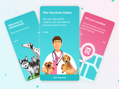 Onboarding Screens - Monkoodog App app design bar graph blue cards color theory design illustration onboarding screen screenshot ui user experience