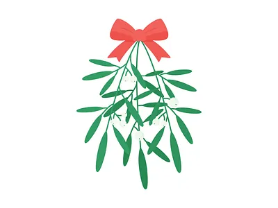 Day 348 - 366 Days of Illustration Challenge - MintSwift bow christmas christmas time digital illustration flat design flat illustration flatdesign illustration illustrations illustrator kiss love mintswift mistletoe plant plant illustration ribbon vector vector illustration xmas