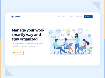 Zinble - Task Management Landing Page branding creative creative design home page design idea inspiration landing page trending typography uidesign uiux ux