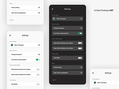 Daily UI #007 - Settings Page daily100challenge dailyuichallenge settings page uidesign