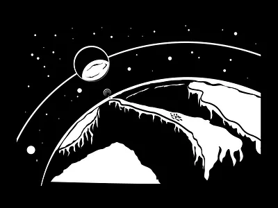 Space journey through the gravity 2d black black and white character dramatic flat design illustrator ink linocut modern poster posters print space tattoo tattoo design texture vector illustration vector illustrator wave