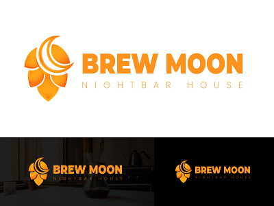 Brew Moon Logo awesome logo brand brand design brand identity branding branding design brew brew brand logo brew moon logo brewery brewery branding brewery logo brewing clean logo flat logo design modern logo moon logo night bar nightclub