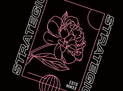 Strategic Flower Print apparel apparel design apparel graphics apparel logo badge branding flower illustration merch merch design merchandise punk rose skate strategic vanguard