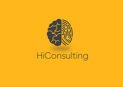 HiConsulting brain company logo consulting logo grey logo minimal logo simple