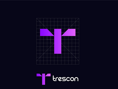 Grid and Construction for Trescon branding construction logo gradient grid layout grid logo illustration minimalist logo smart logo tech logo typography ui ux web logo