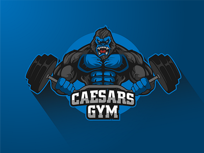 Caesars Gym gorilla mascot logo animals branding cartoon character gaming gym logo illustration logo mascot mascot logo sports typography