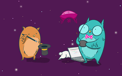 Owls and Drone branding character education education website illustration