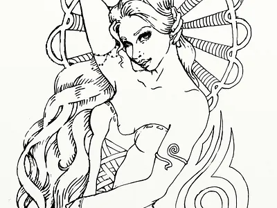 mucha style girl alphonse mucha art deco background beautiful girl coloring illustration corset decorative art fanart fashion girl hair liberty long hair long haired girl mucha
