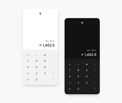 Calculator design - dark/light mode calculator clean design designs minimal minimalist number ui uidesign ux uxdesign vector