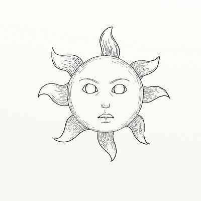 Alchemical Sun alchemical alchemy astrology blackandwhite line art line art illustration sun sun illustration sun with a face xilography