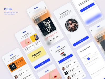 FitLife - Personal Coaching App fitness fitness club interaction minimal mobile mobile app mobile ui motivation personal training trainer ui ux