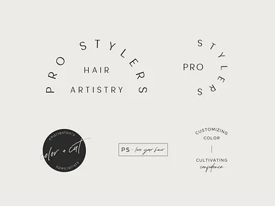 Pro Stylers Hair Artistry Visual Identity brand mark branding branding and identity feminine logo logo design logomark logotype primary logo secondary logo typography visual identity