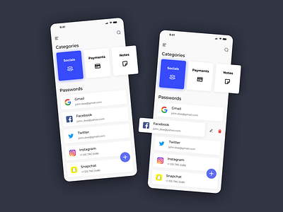 Password Manager figma iphone list mobile app mobile ui password password manager swipe ui user interface userinterface ux