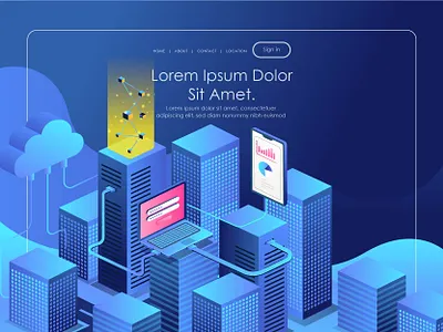 format dribble 01 background design business character home page illustration isometric landing page modern tecnology web design